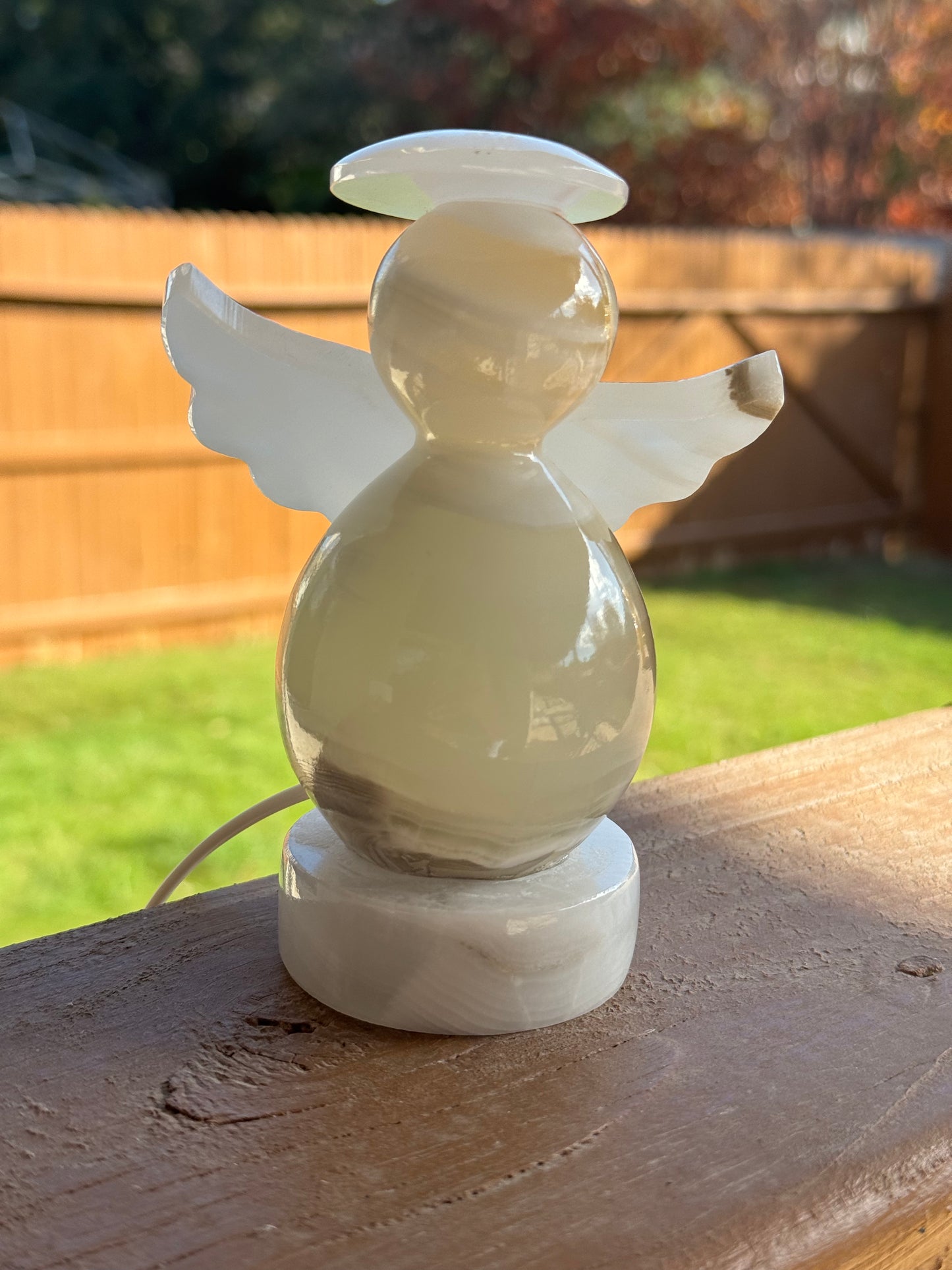 Mexican Sand/White Onyx Angel Lamp