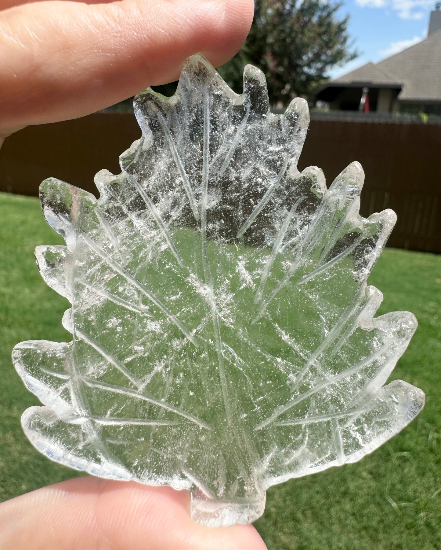 Clear Quartz Leaf Carving