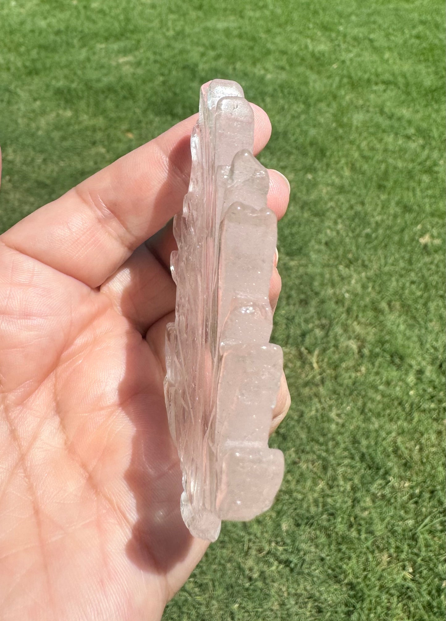 Clear Quartz Leaf Carving