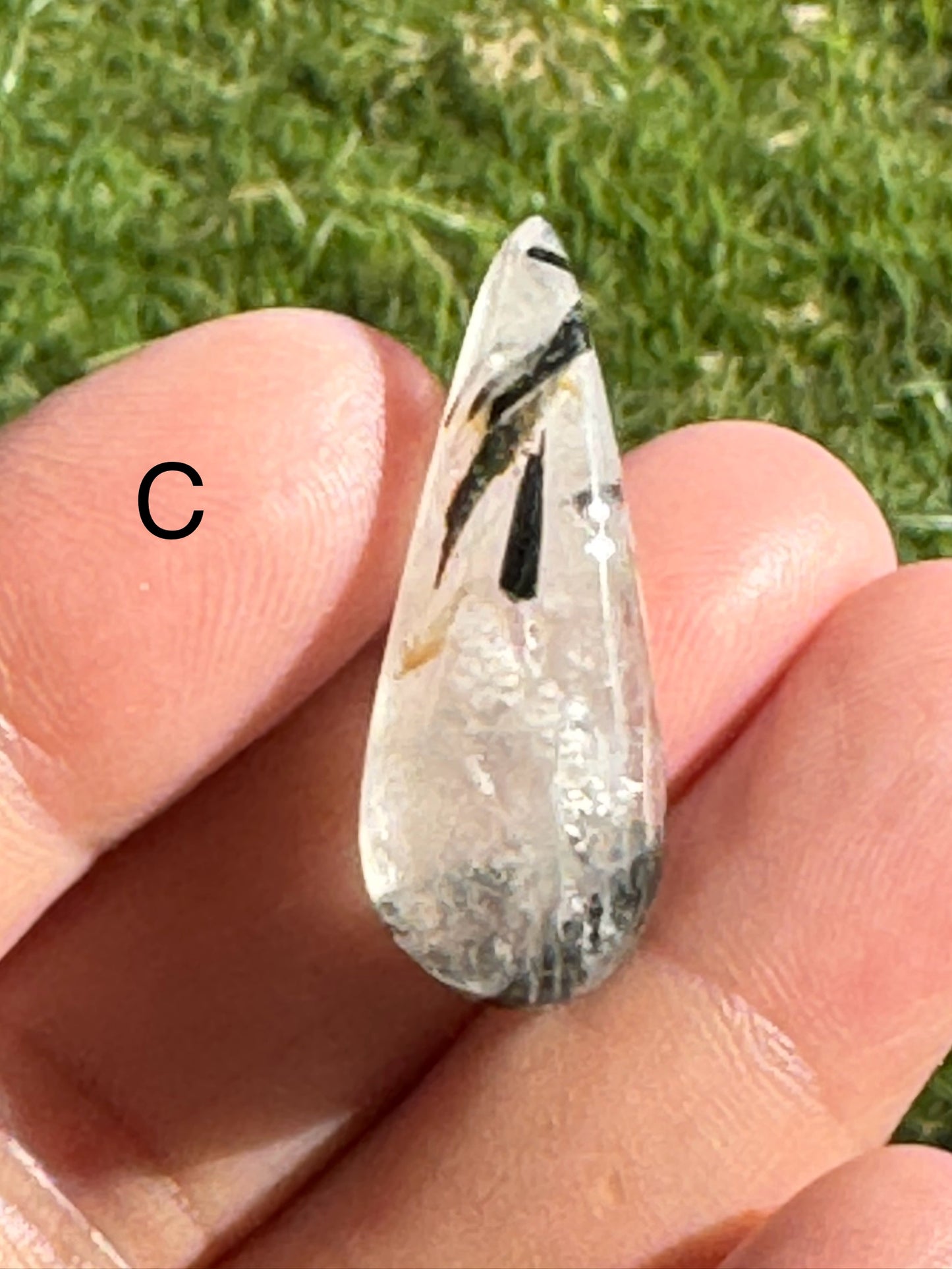 Tourmalinated Quartz Cabochon