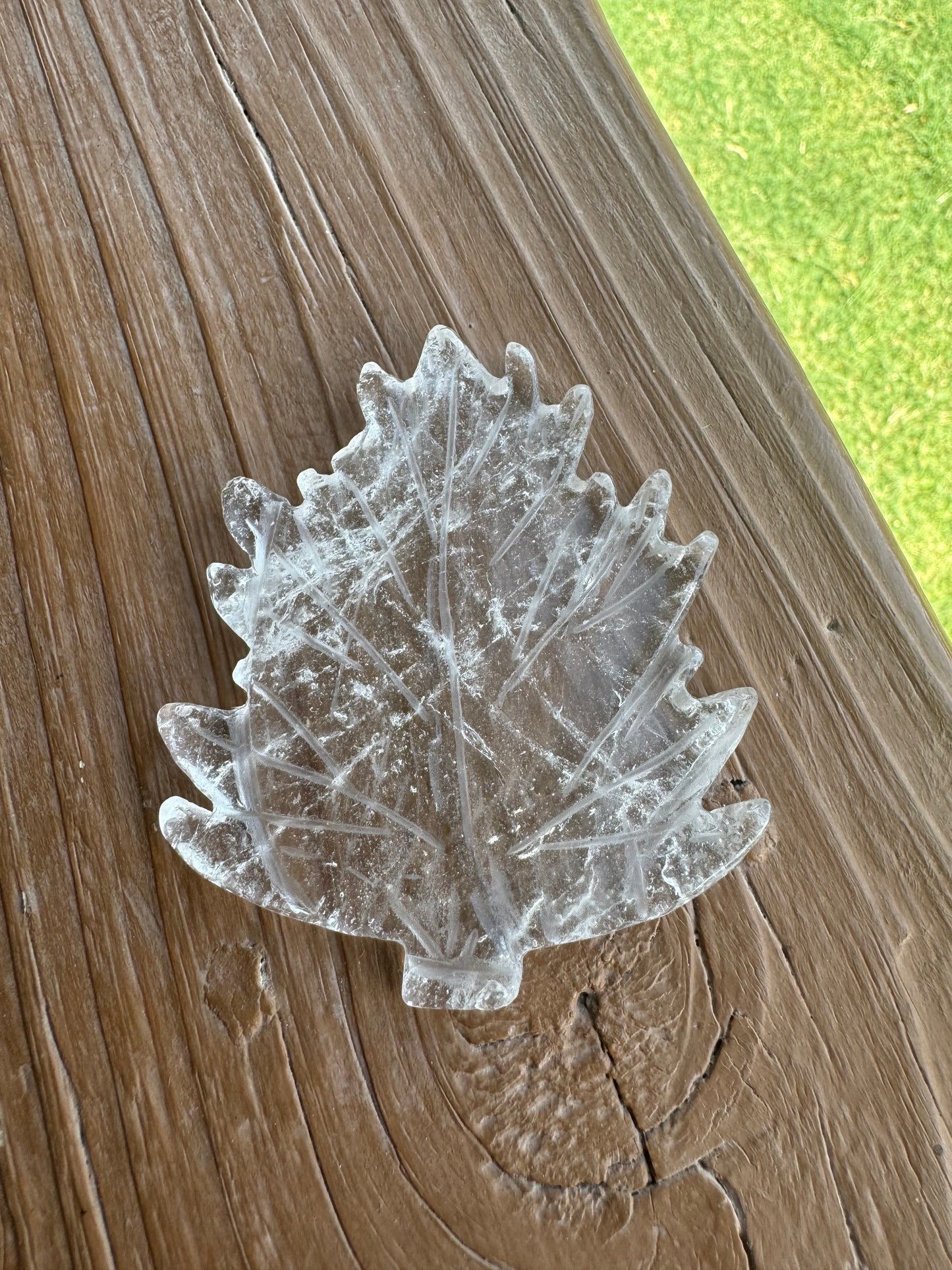 Clear Quartz Leaf Carving