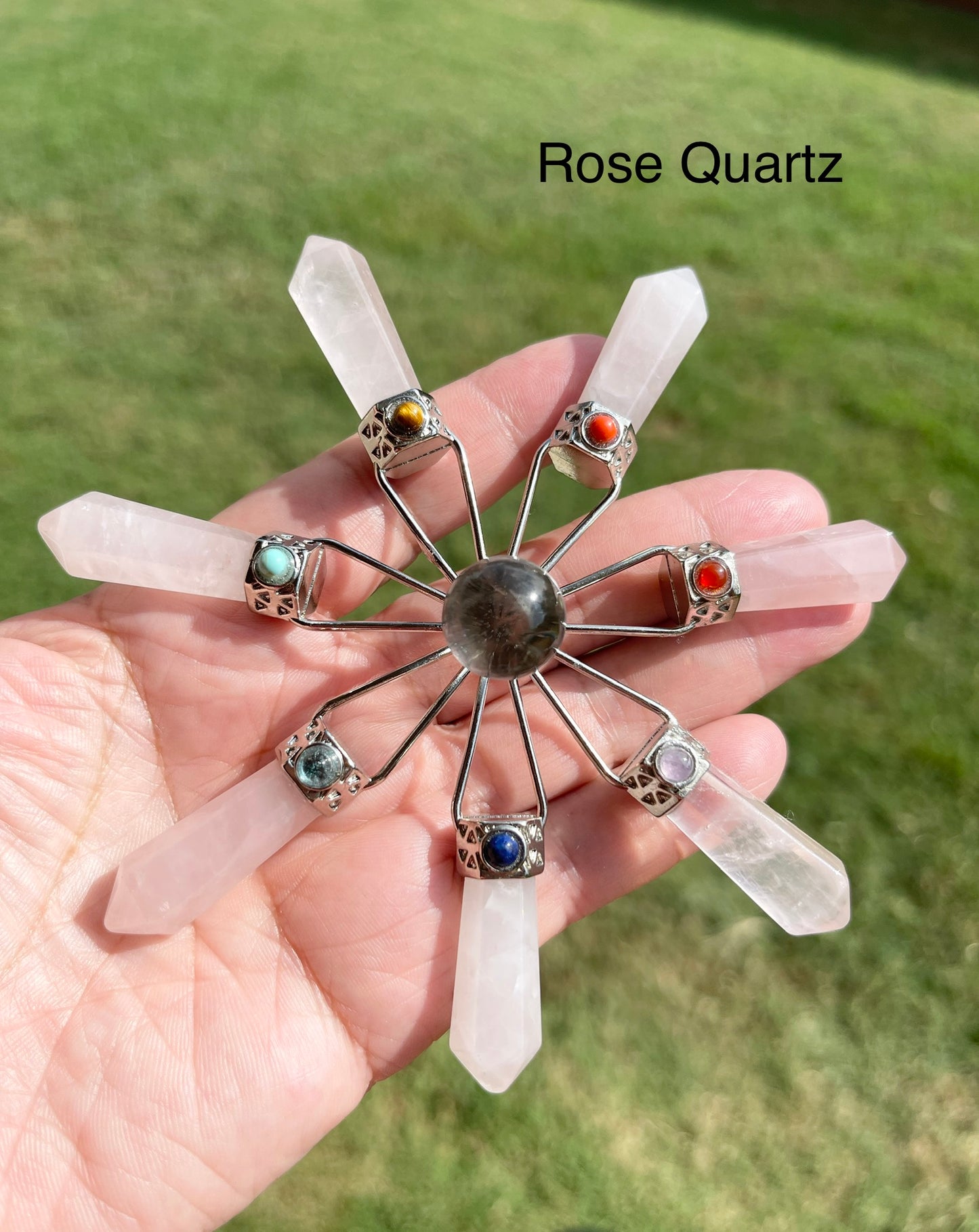 Crystal Energy Wheel -Clear Quartz or Rose Quartz