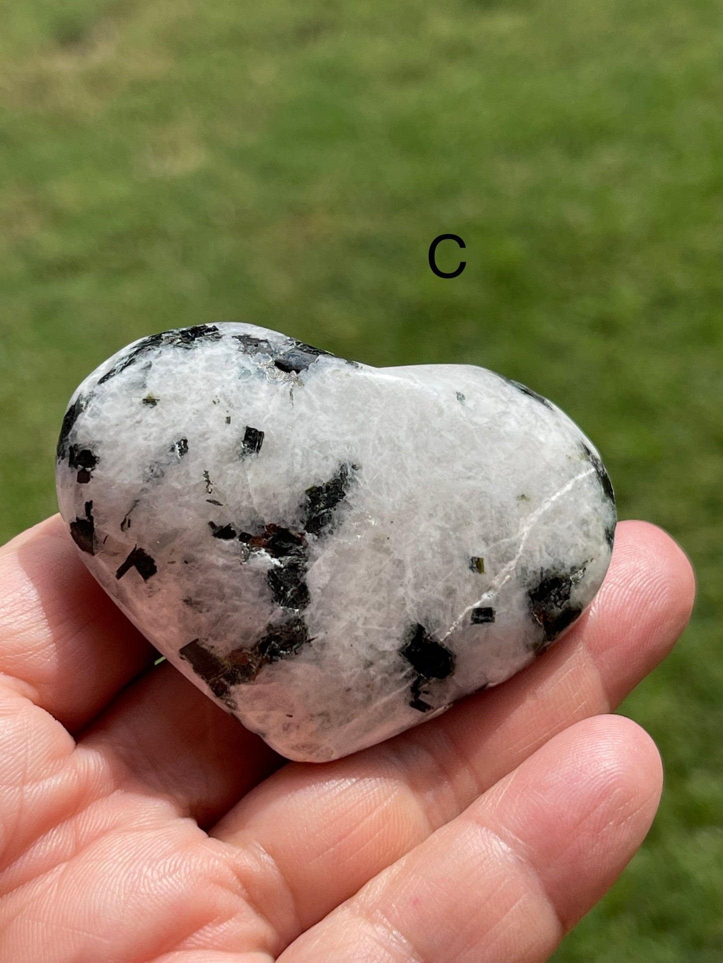 Rainbow Moonstone Heart Carving