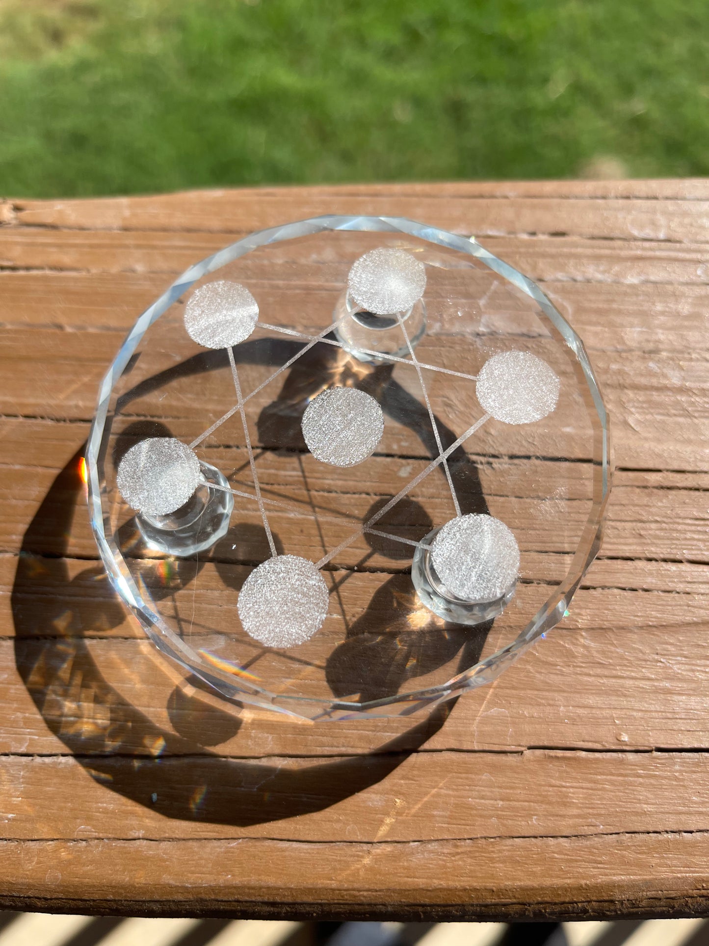 Shungite Sacred Geometric Set and Glass Crystal Base