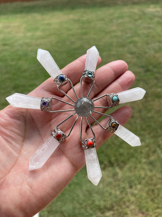 Crystal Energy Wheel -Clear Quartz or Rose Quartz