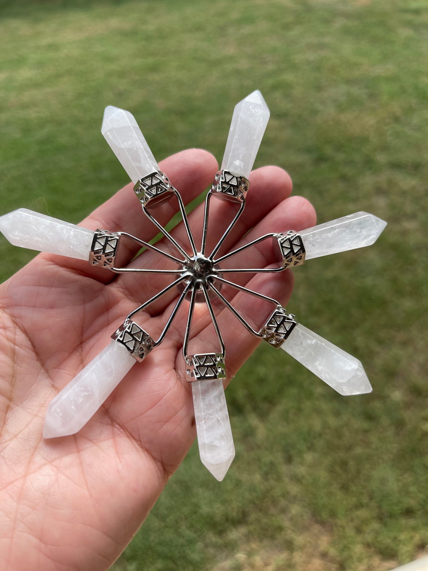 Crystal Energy Wheel -Clear Quartz or Rose Quartz