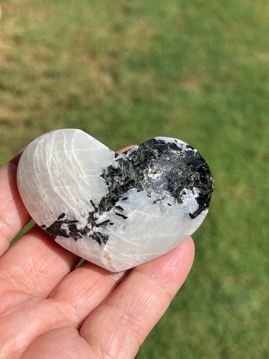 Rainbow Moonstone Heart Carving