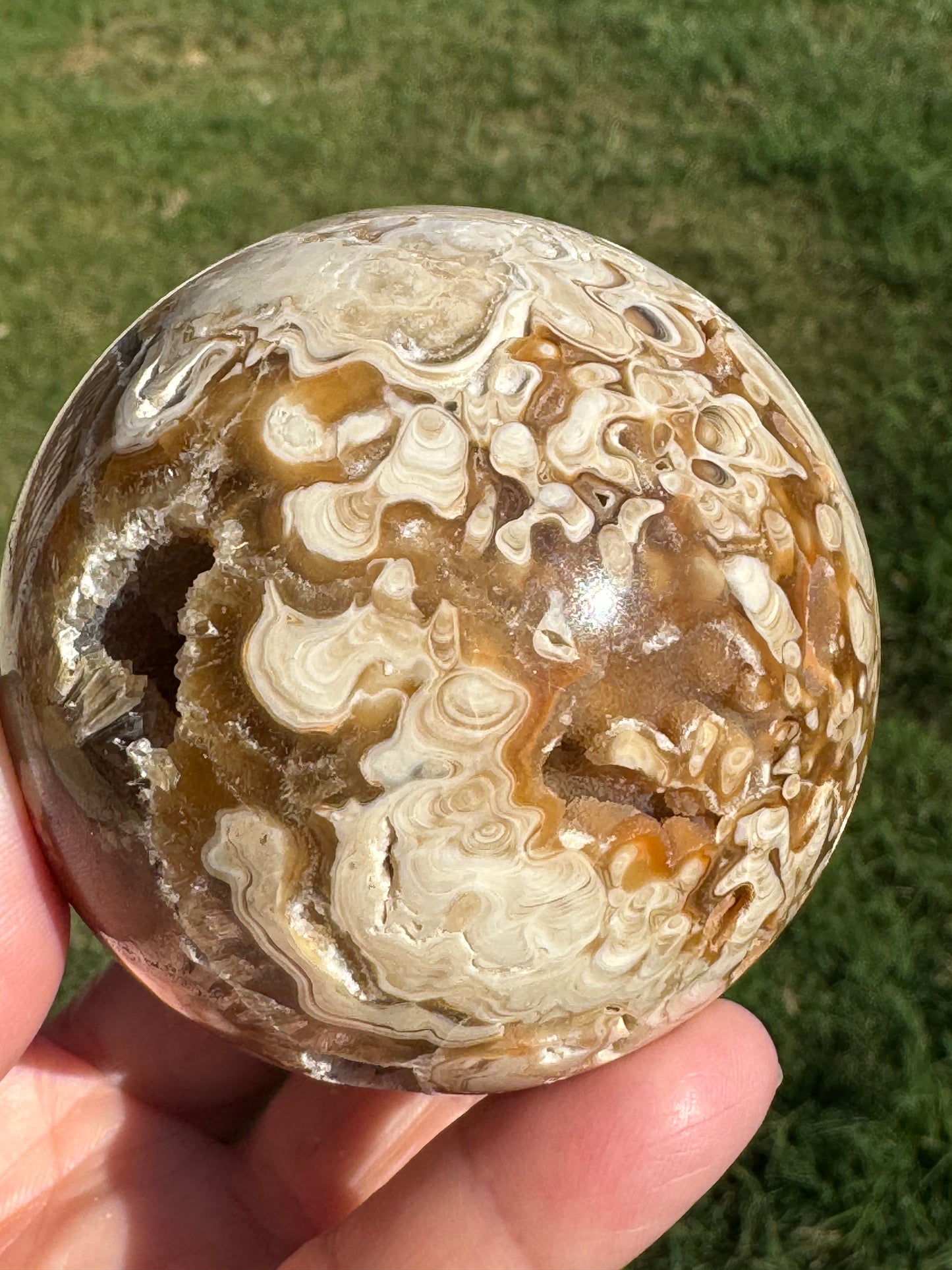 Amber Flower Agate Sphere 66mm