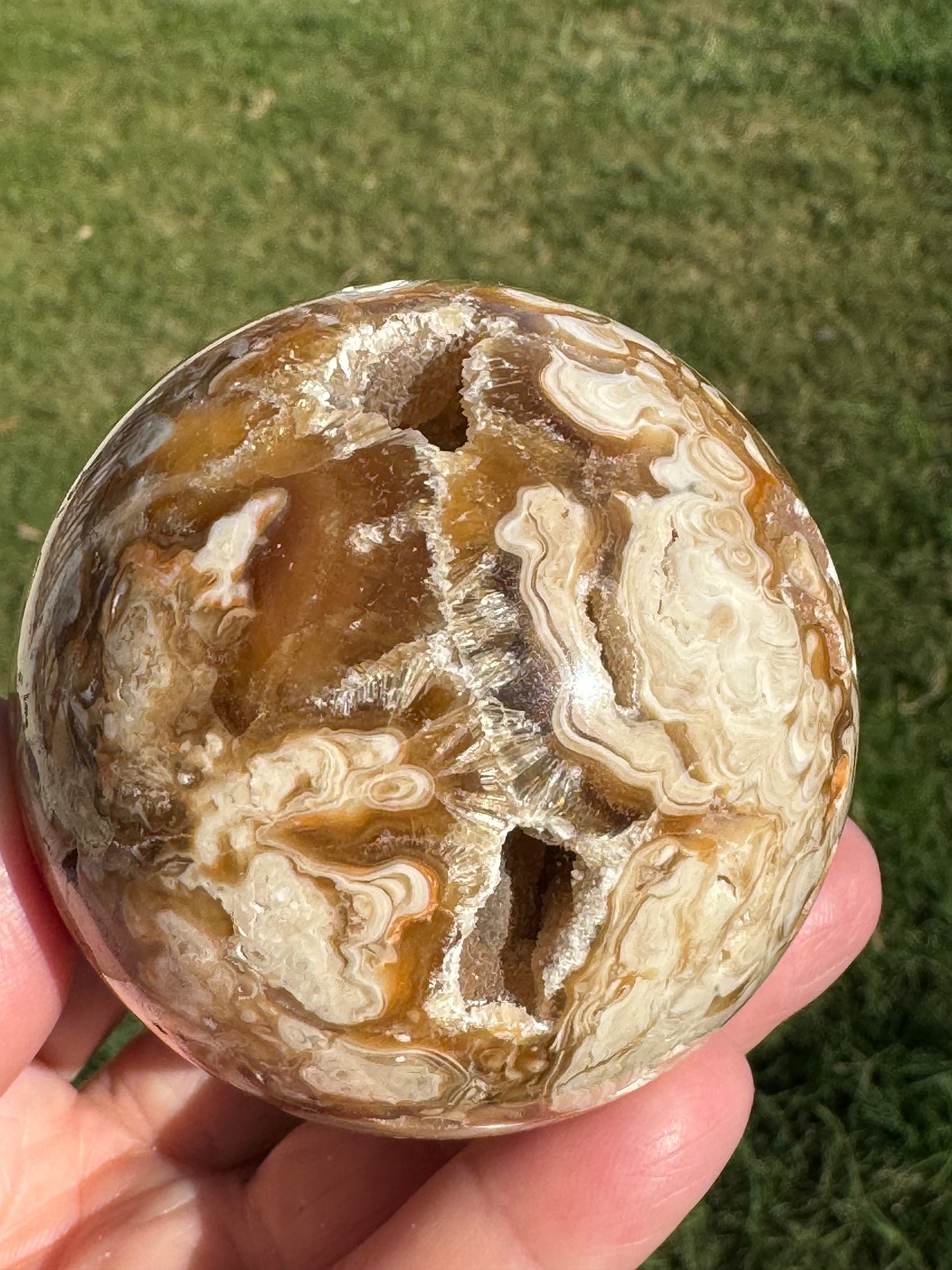 Amber Flower Agate Sphere 66mm