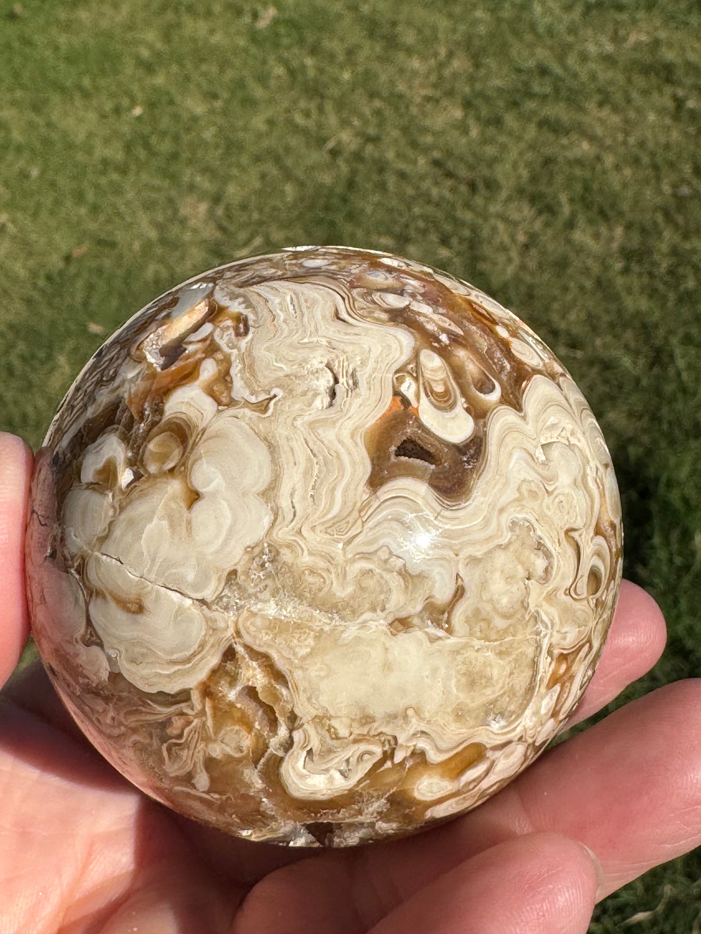 Amber Flower Agate Sphere 66mm