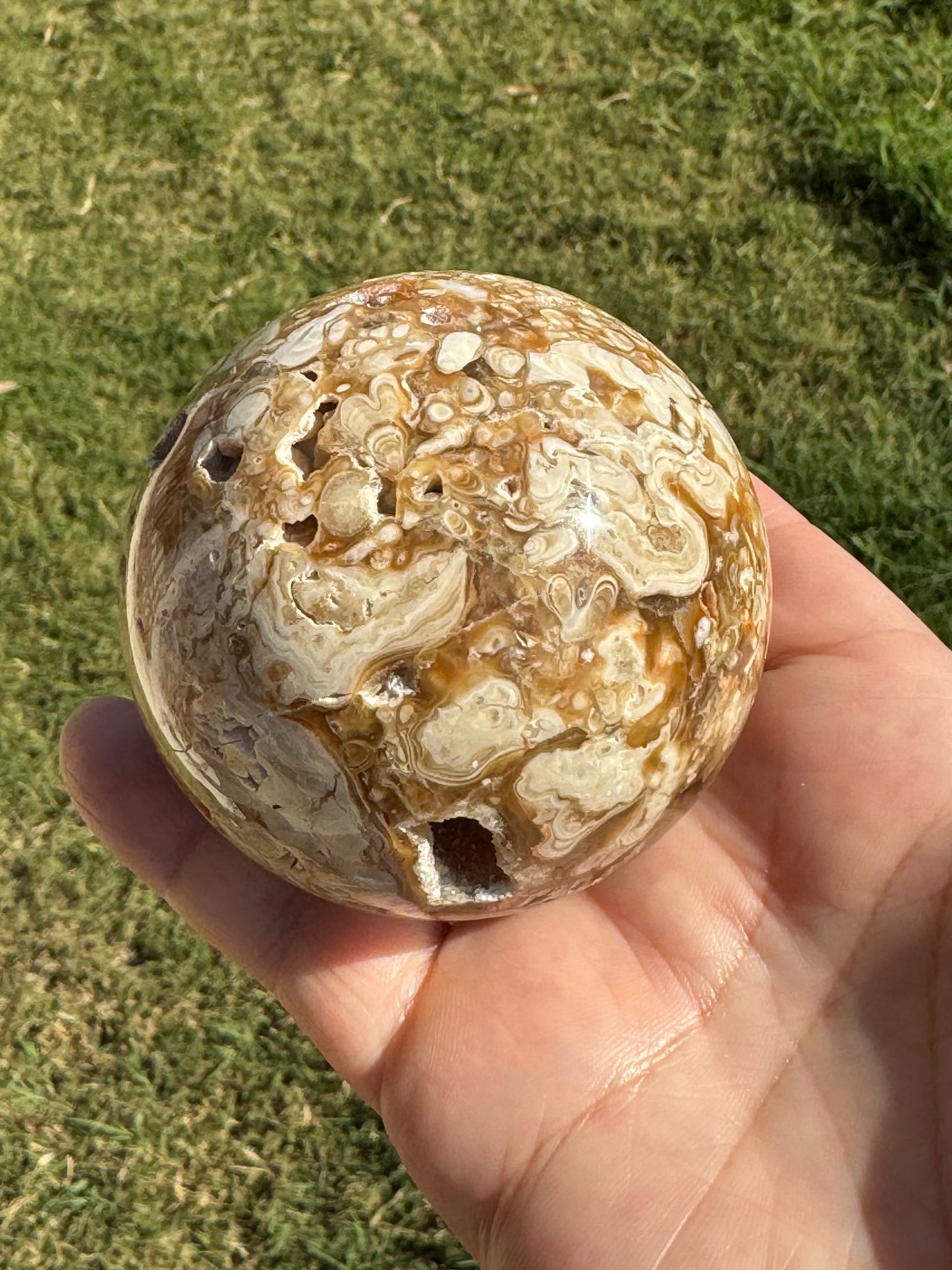 Amber Flower Agate Sphere 66mm