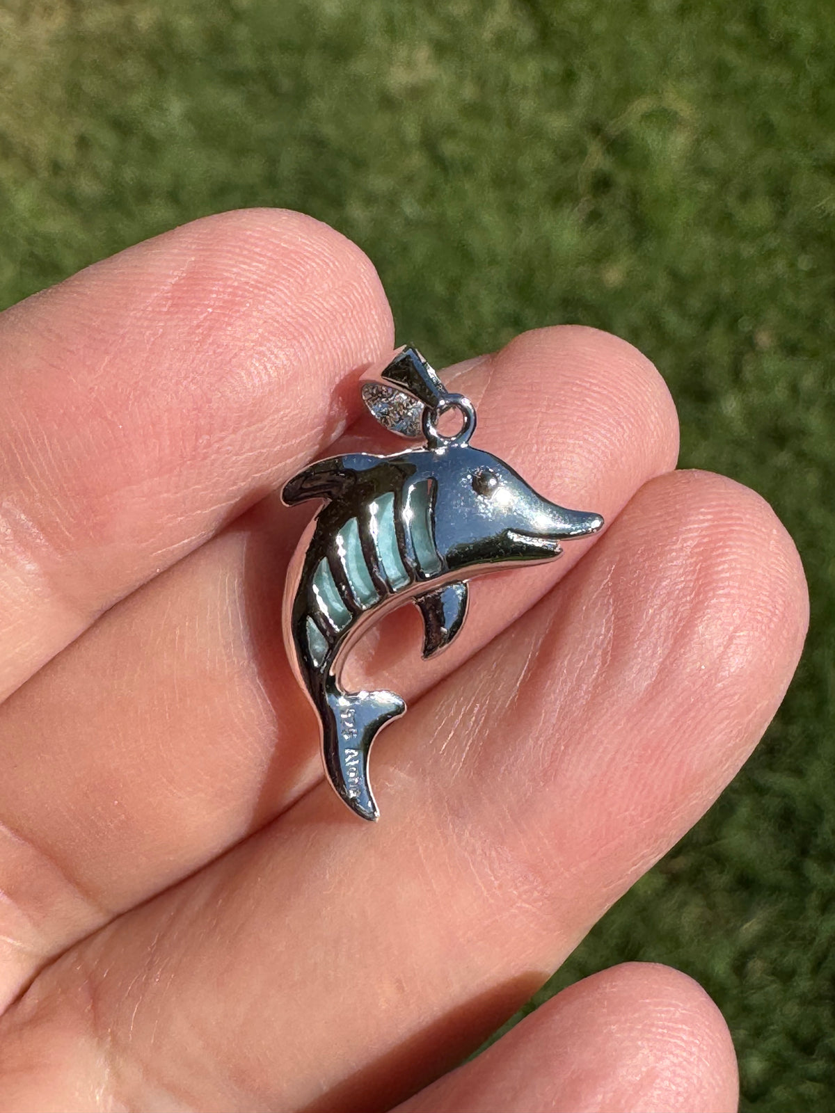 Larimar Dolphin Pendant 925 Sterling Silver with or without 925 Sterling Silver Chain