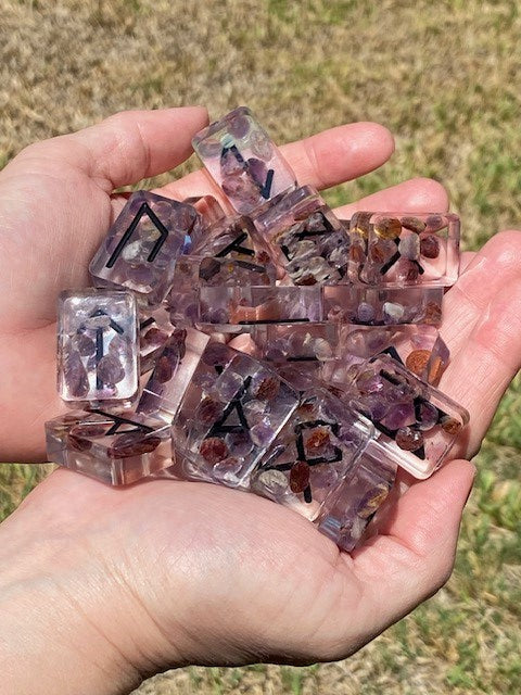 Ghost Ametrine Resin Runes Set