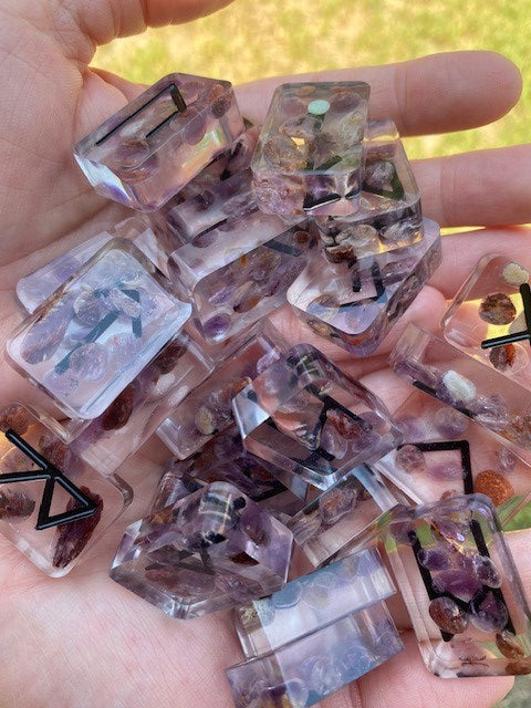 Ghost Ametrine Resin Runes Set