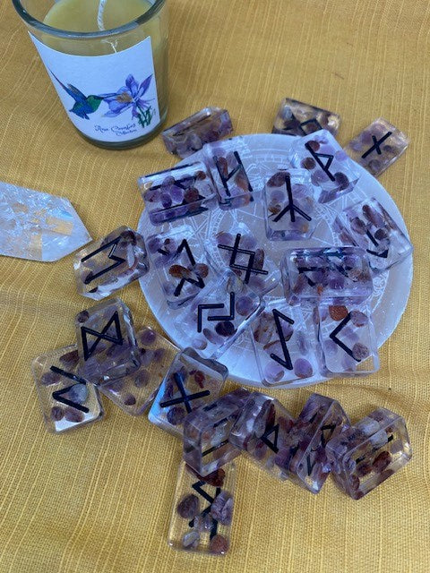 Ghost Ametrine Resin Runes Set