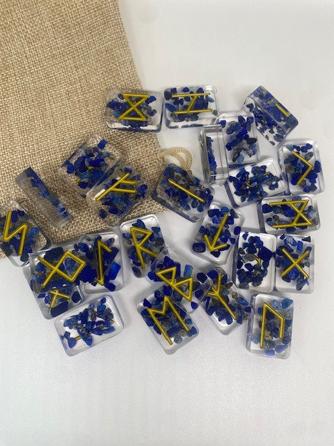 Lapis Lazuli Resin Runes Set