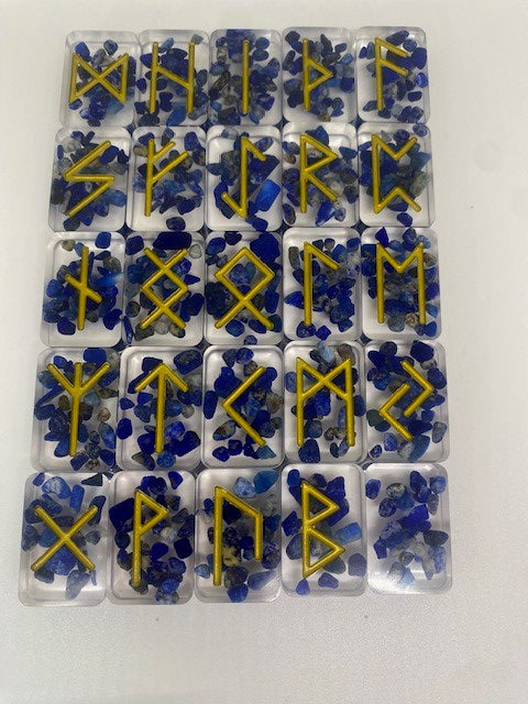 Lapis Lazuli Resin Runes Set