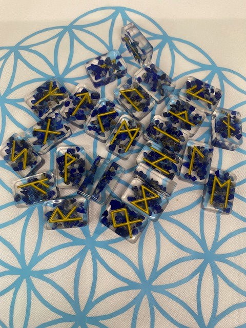 Lapis Lazuli Resin Runes Set