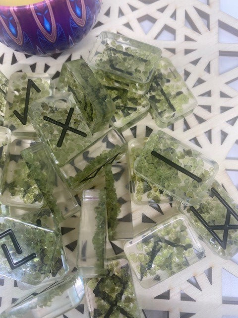 Peridot Resin Runes Set