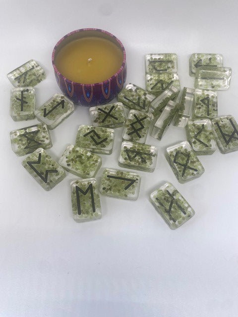 Peridot Resin Runes Set