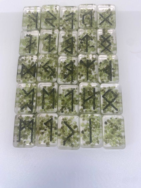 Peridot Resin Runes Set