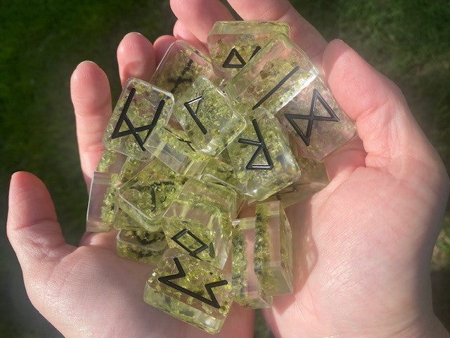 Peridot Resin Runes Set