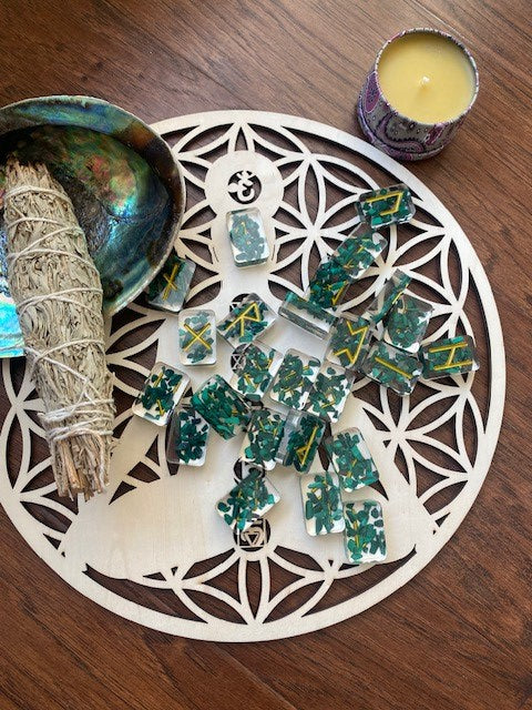 Malchite Resin Runes Set