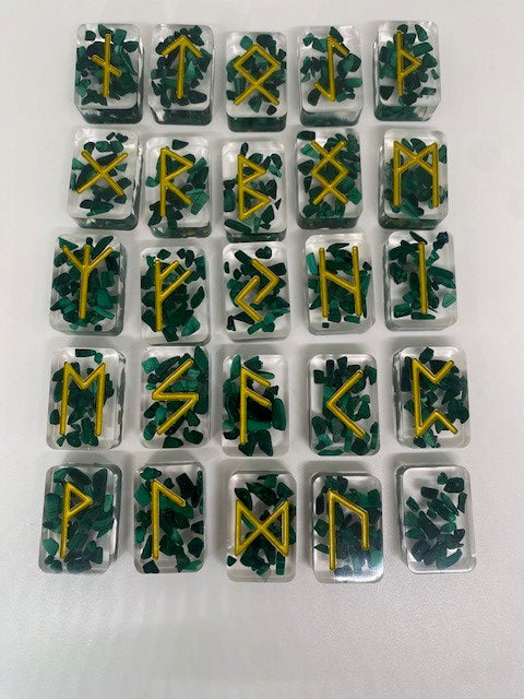 Malchite Resin Runes Set