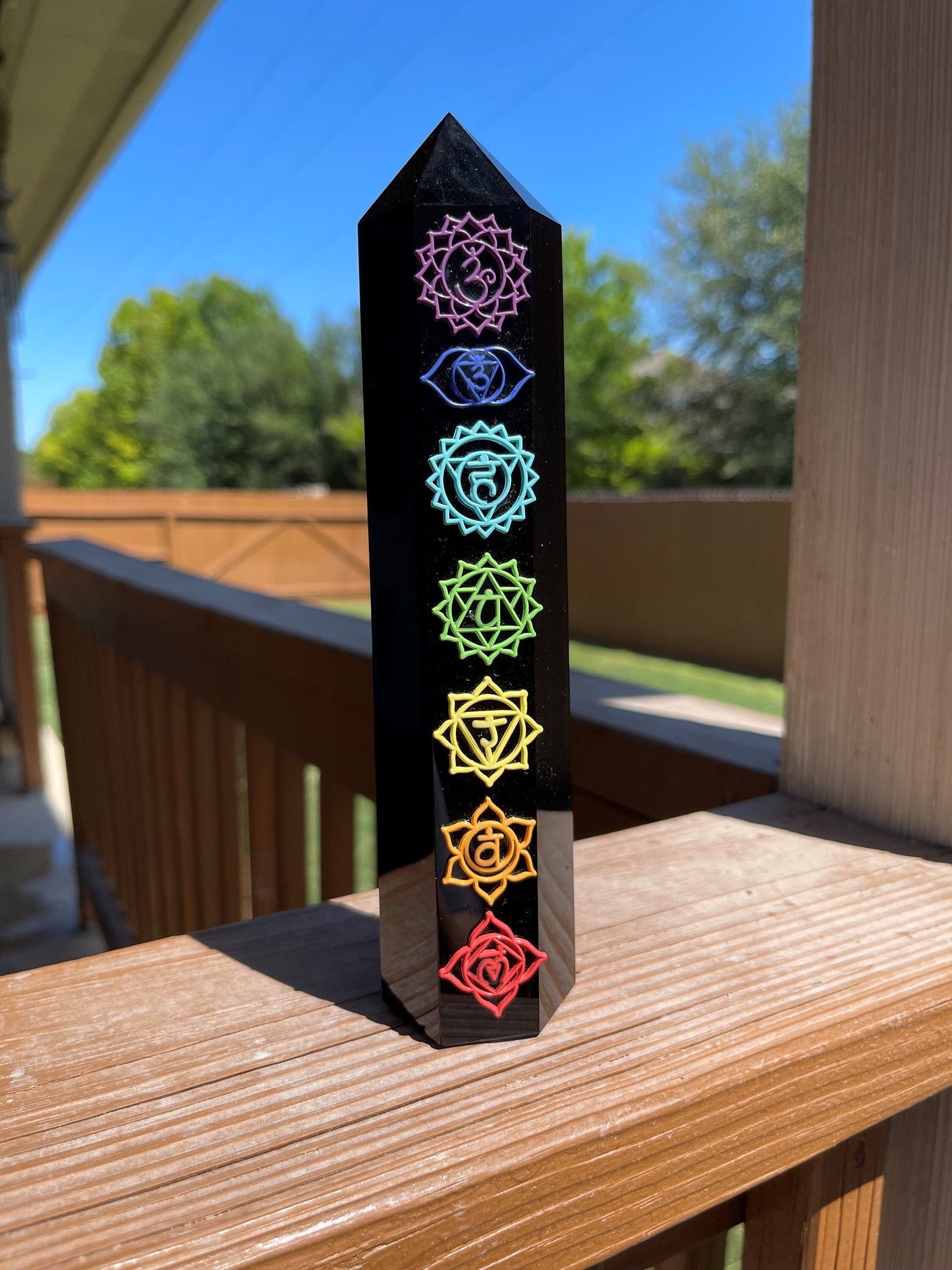 Black Obsidian Seven Chakras Tower