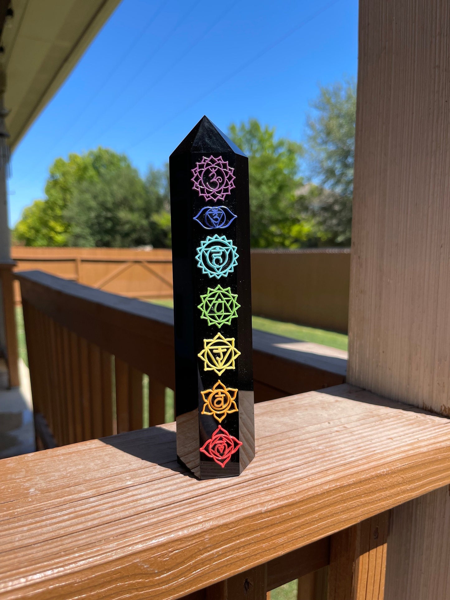 Black Obsidian Seven Chakras Tower